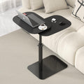 Adjustable Height C Shaped Side Table, 360°Swivel C Shaped End Table, Double Tabletop Laptop Stand, Couch Side Tables that Slide Under,Rotating Small Coffee Table for Sofa/Bed (Black)