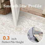 PureCozy 8x10 Washable Neutral Area Rug Beige Vintage Large Carpet for Living Room Non-Slip Low Pile Retro Floral Farmhouse Accent Throw Rugs for Bedroom Office Nursery Dorm Dining Room