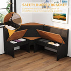 Farmhouse Breakfast Nook Table Set, Dining Nook Set with Corner Bench,with Storage Function Mid Century Modern Small Dining Table Set, Kitchen Table Corner Set (Black + Natural)