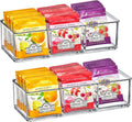 Amazing Abby - SereniTEA - 2-Pack Acrylic 3-Compartment Tea Bag Organizer, Clear Plastic Tea Box, 3-Slot Tea Chest, Perfect Tea Storage Solution for Kitchen Cabinet, Countertop, Pantry, and More