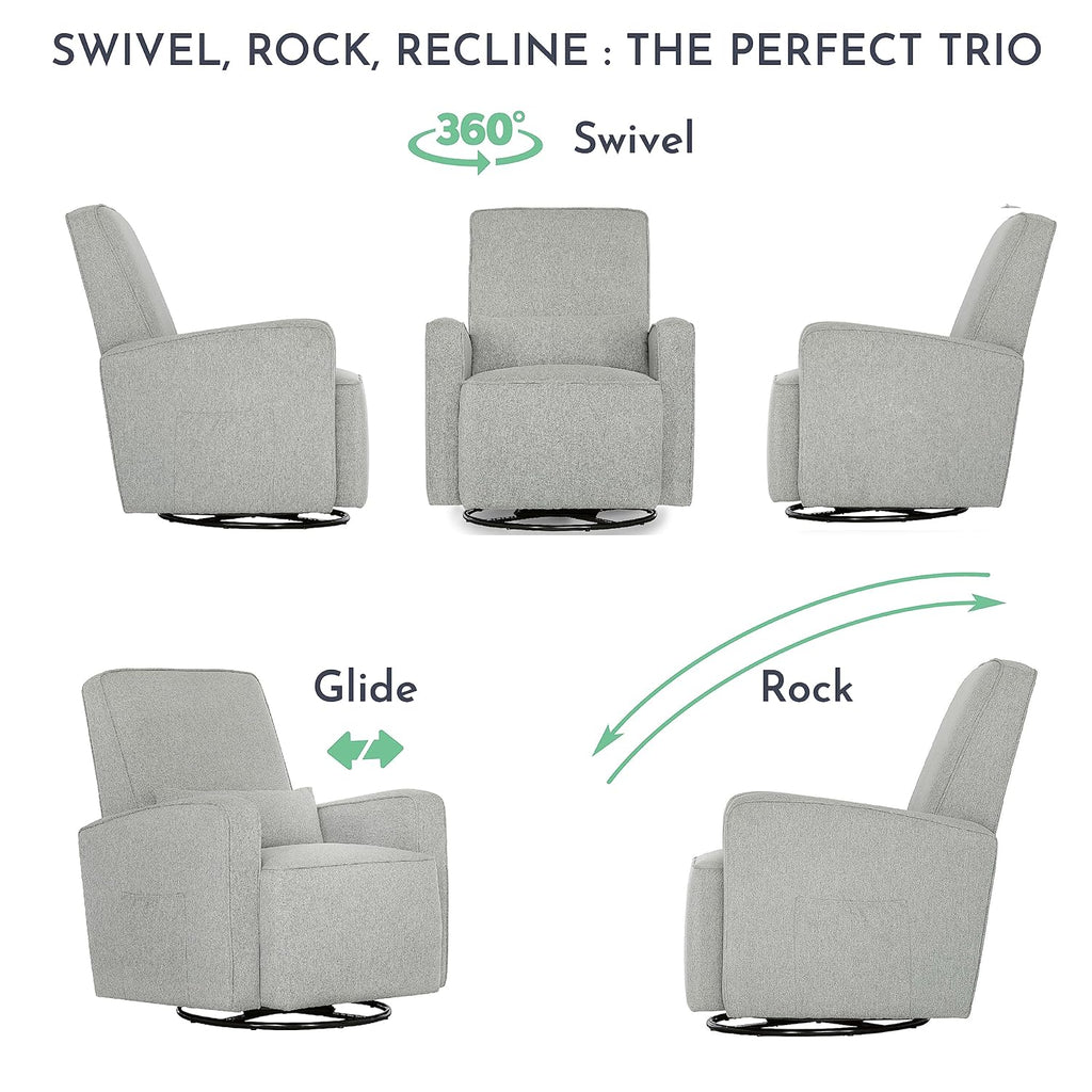Evolur Holland Upholstered Plush Seating Glider Swivel, Glider Chair for Nursery in Harbor, Modern Nursery Glider, Tool-Free Assembly, Easy to Clean, Environmentally Conscious Glider