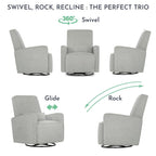 Evolur Holland Upholstered Plush Seating Glider Swivel, Glider Chair for Nursery in Harbor, Modern Nursery Glider, Tool-Free Assembly, Easy to Clean, Environmentally Conscious Glider