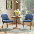 MALOL Wooden Dining Chairs Set of 2, Modern Fabric Upholstered Dining Room Chair, Kitchen Side Chairs, Farmhouse Armless Dinner Chair with Open Back for Kitchen, Blue