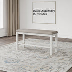 Signature Design by Ashley Robbinsdale 49" Counter Height Dining Bench, Antique White