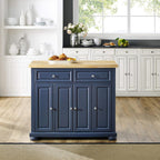 Crosley Furniture Madison Madison Kitchen Island, Microwave Stand, Coffee Bar, with Storage Shelves and Drawers, Navy