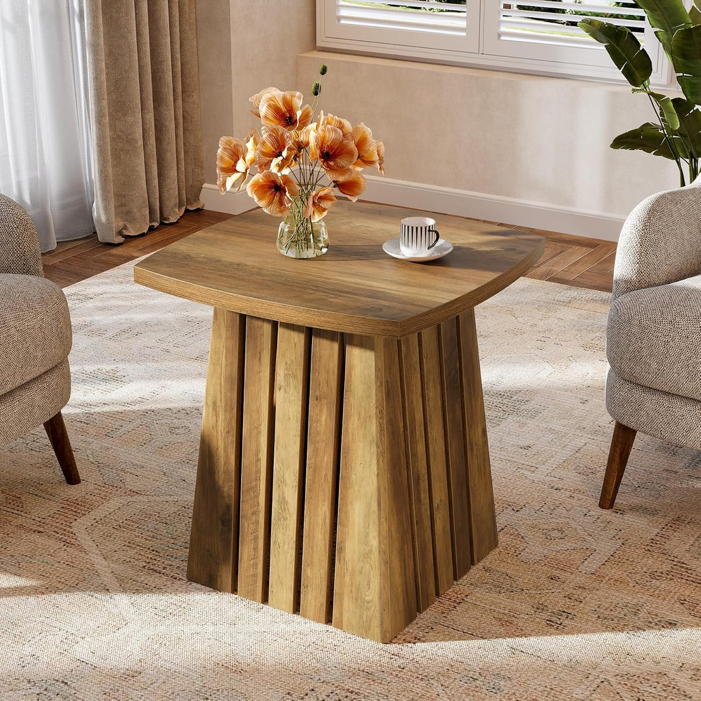 Tribesigns Small Side Table, Brown Farmhouse End Table for Living Room, 22" Compact Nightstand with Sturdy Top for Bedroom