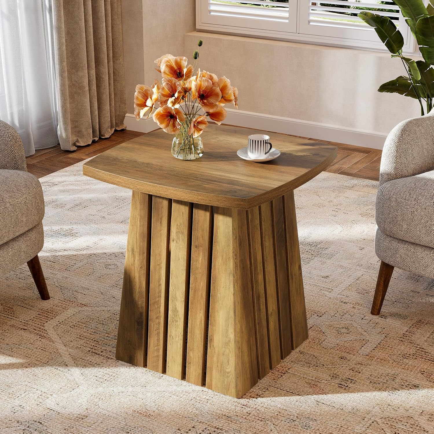Tribesigns Small Side Table, Brown Farmhouse End Table for Living Room, 22" Compact Nightstand with Sturdy Top for Bedroom