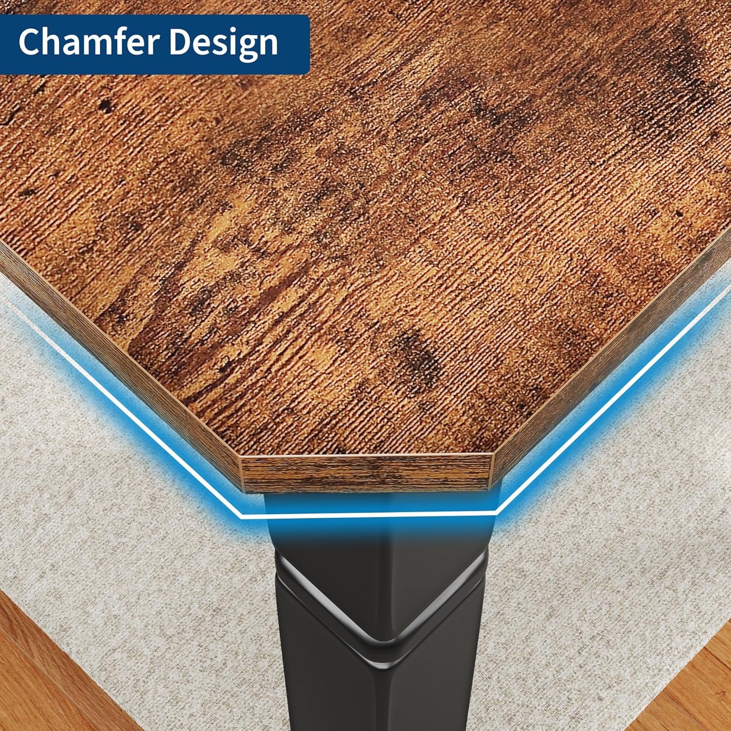 Garvee Large Dining Table for 6-8 People, 79" Wooden Kitchen Table with Sturdy Metal Frame, Dining Room Table for Dining Room, Kitchen, Black Leg & Retro