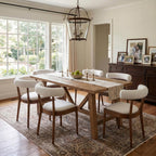 chairus Barrel Back Dining Chairs Set of 4, Farmhouse Upholstered Dining Chairs with Natural Walnut Finished Frame Comfy Unique Curved Open Back for Kitchen/Restaurant/Dining Room, Linen White