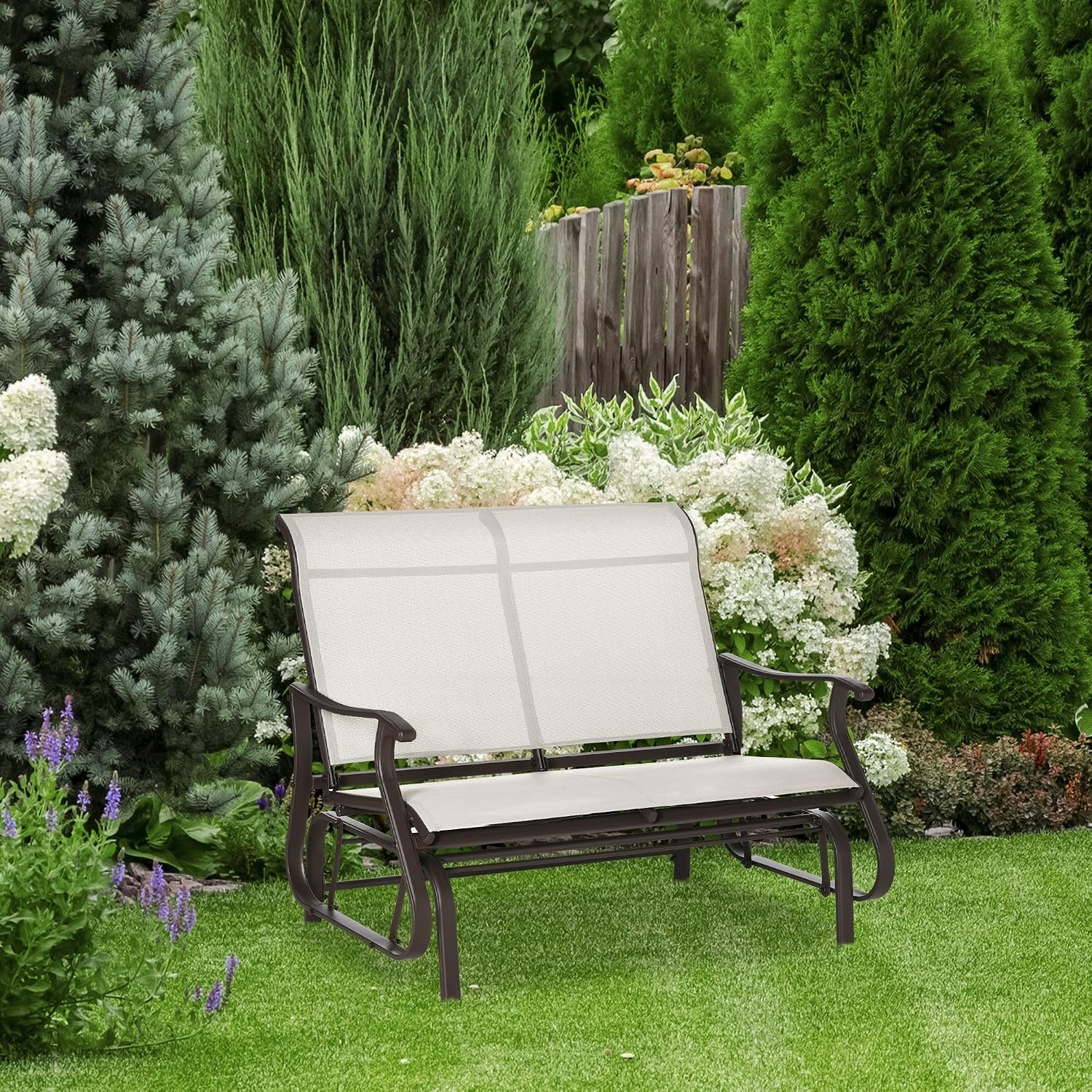 Outdoor Double-Seat Glider Bench for Patio and Balcony