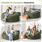 HABUTWAY 4FT Bean Bag Chair, 4' Large Bean Bag Chairs for Adults with Removable Stripe Plush Cover, Memory Foam Beanbag Chair for Living Room Bedroom Dorm (Green)