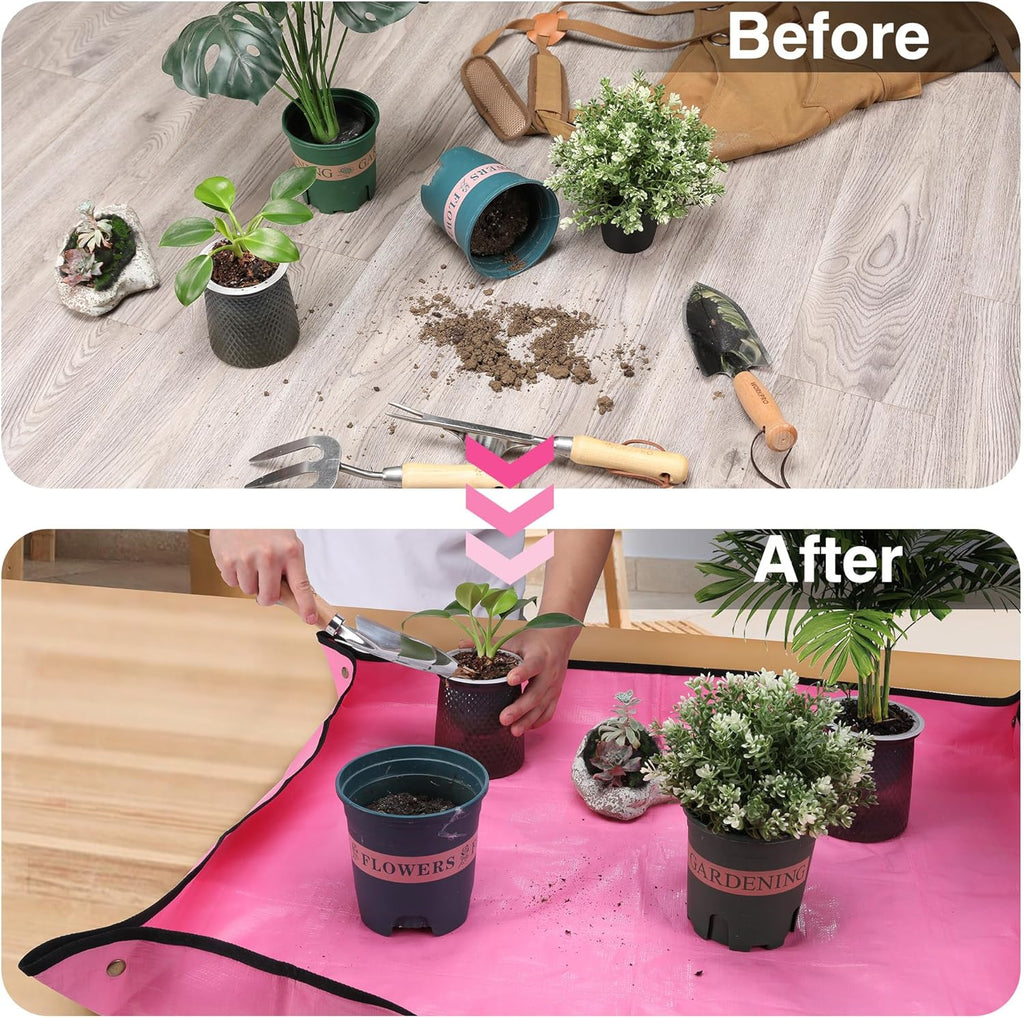 WORKPRO Repotting Mat for Indoor Plant Transplanting and Mess Control, 39.5" X 31.5" Thickened Waterproof Potting Mat, Square Planting Tray, Gardening Gifts for Plant Lovers