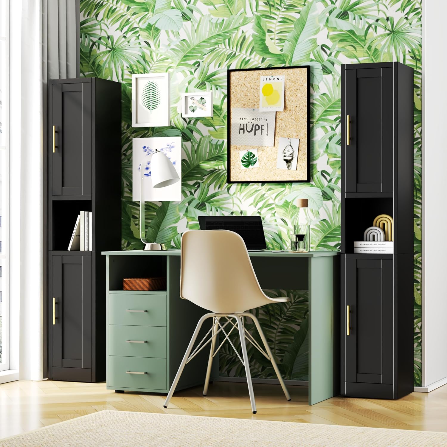 Tokawa 67" Tall Narrow Pantry Cabinet, 12 Inch Wide Kitchen Metal Storage Cabinets with Breathable Mesh Doors, Slim Bathroom Storage Cabinet with 4 Adjustable Shelves,Black