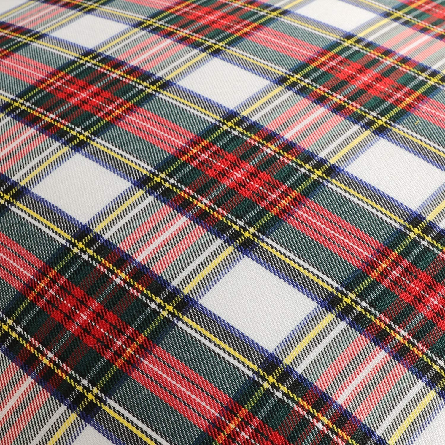 4TH Emotion Set of 2 Christmas Scottish Tartan Plaid Throw Pillow Covers Cushion Case Polyester for Farmhouse Home Decor Red and White, 20 x 20 Inches