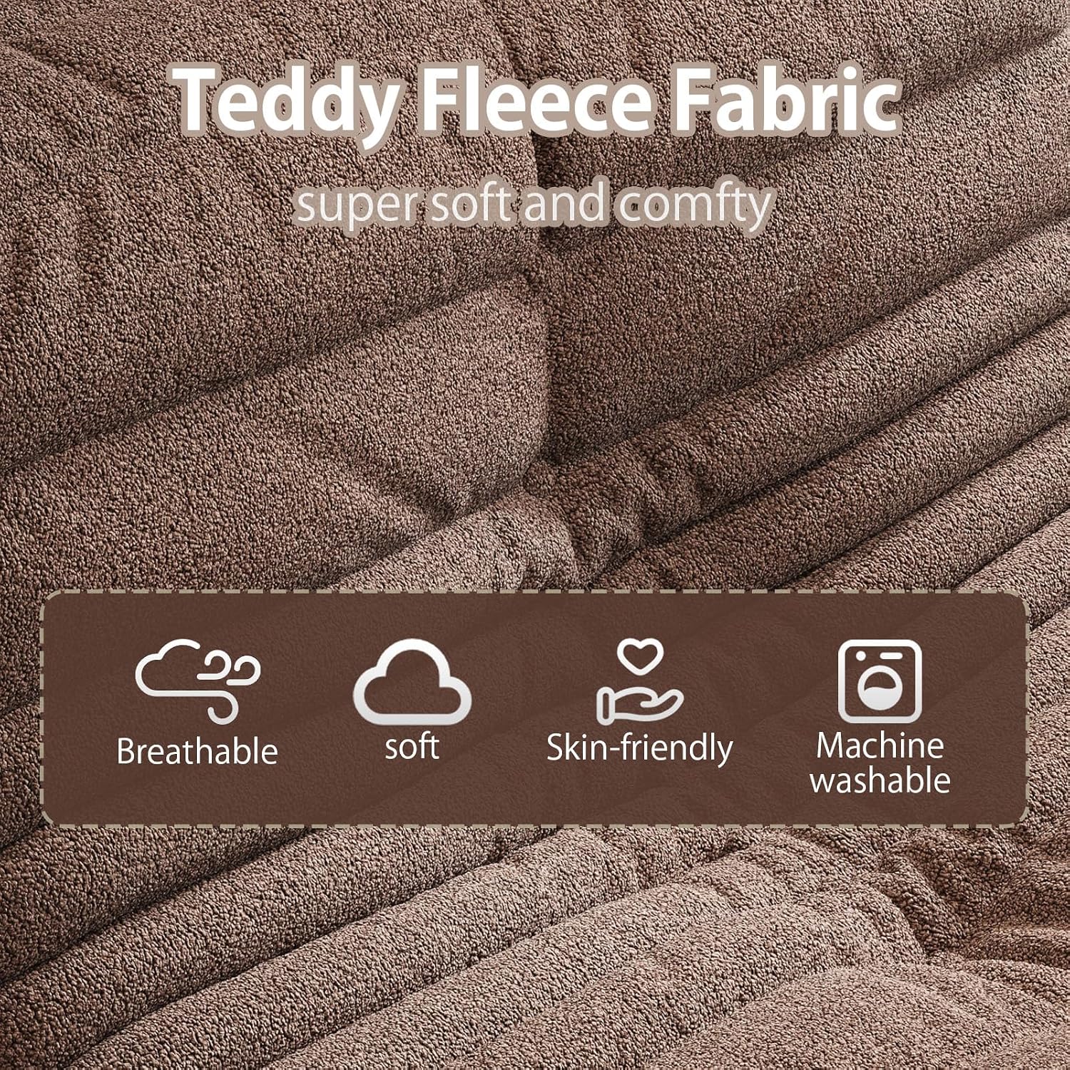 Oversized Bean Bag Chairs for Adults, Giant Beanbag Chair with Memory Foam, Comfy Lounge Chair Lazy Sofa for Apartment, Living Room, Bedroom, Office(Teddy Fabric)