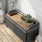 Greemotion Azur Beach Aluminum and All-Weather Wicker 41 in. Wide Storage Bench for Garden, Backyard, Patio, Pool Area, Porch, Black and White