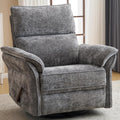 Oversized Swivel Rocker Recliner with Adjustable Headrest, Rocking Chair Nursery with Overstuffed Armrest, Manual Rocker Recliner Nursery Chair for Living Room, Dark Grey