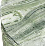 Poly & BARK Riba 16” Side Table – Seaweed Green Marble Look Finish, Solid Cement Base – Modern Ribbed End Table for Living Room or Bedside