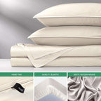 Pure Bamboo King Sheets, Genuine 100% Organic Viscose Derived from Bamboo Bed Sheet Set, Luxuriously Soft & Cooling, Double Stitching, 2 Year Quality Promise (King, Ivory)