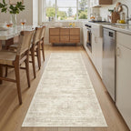 Soalmost Runner Rug 2'x6' Washable Non-Slip Runner Rugs for Kitchen Bathroom Laundry Room Beige Vintage Floor Carpet Runners for Hallway Entryway
