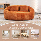 QQU Giant Bean Bag Chairs for Adult and Kids with 2 Pillows, 2-Seat Bean Bag Sofa with Armrest and Back, Chenille Loveseat Filling high -Density Foam, Large Lazy Sofa for Living Room, Bedroom,Orange