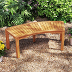 RELAX4LIFE Wooden Outdoor Curved Bench - Acacia Wood Garden Bench w/Slatted Seat, 2-Person Outside Backless Seating for Porch Backyard Deck Park, 800 LBS Load Capacity, Patio Fire Pit Bench (1, 45'')