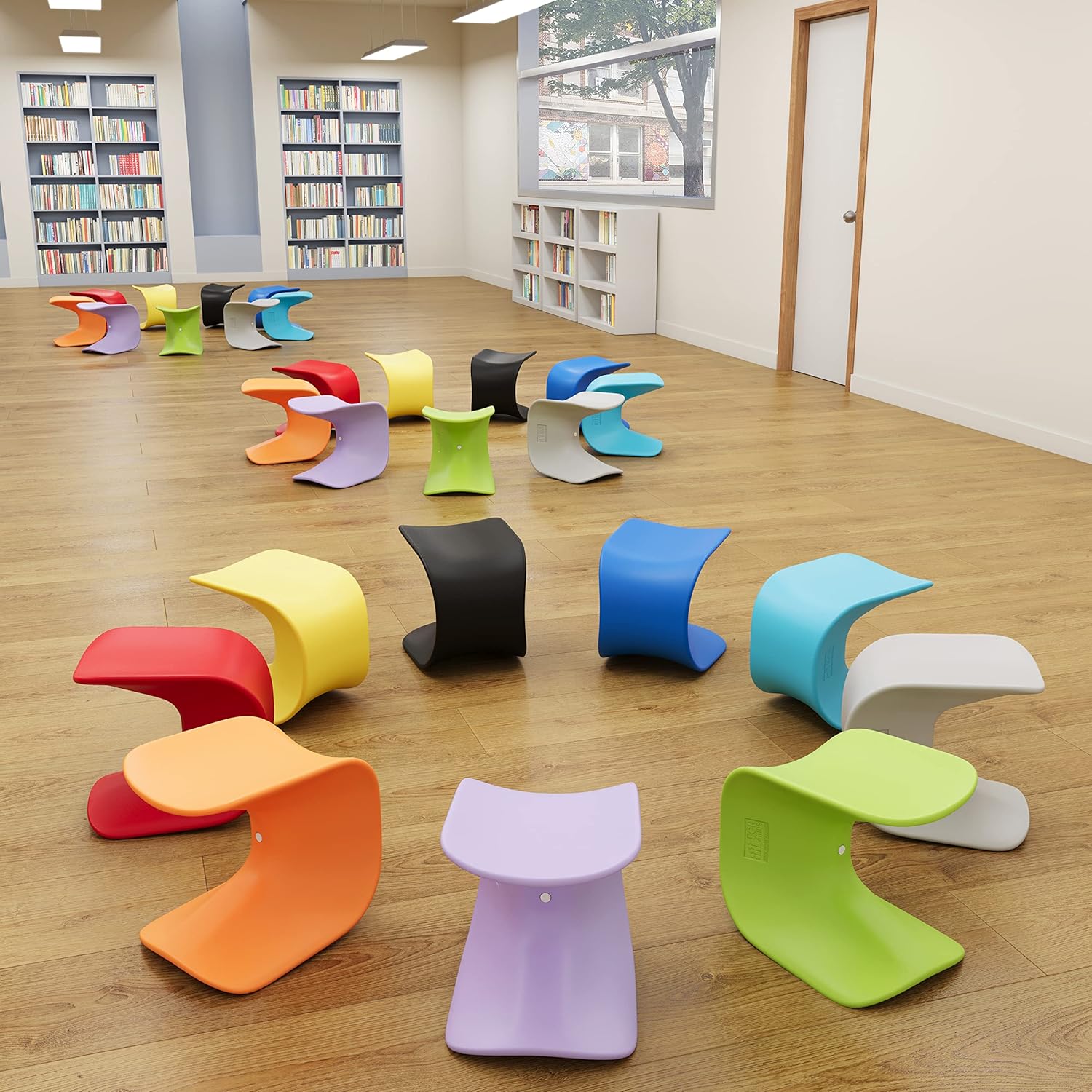 ECR4Kids Wave Seat Perch Stool, 18in - 19.6in Seat Height, Flexible Seating, Black
