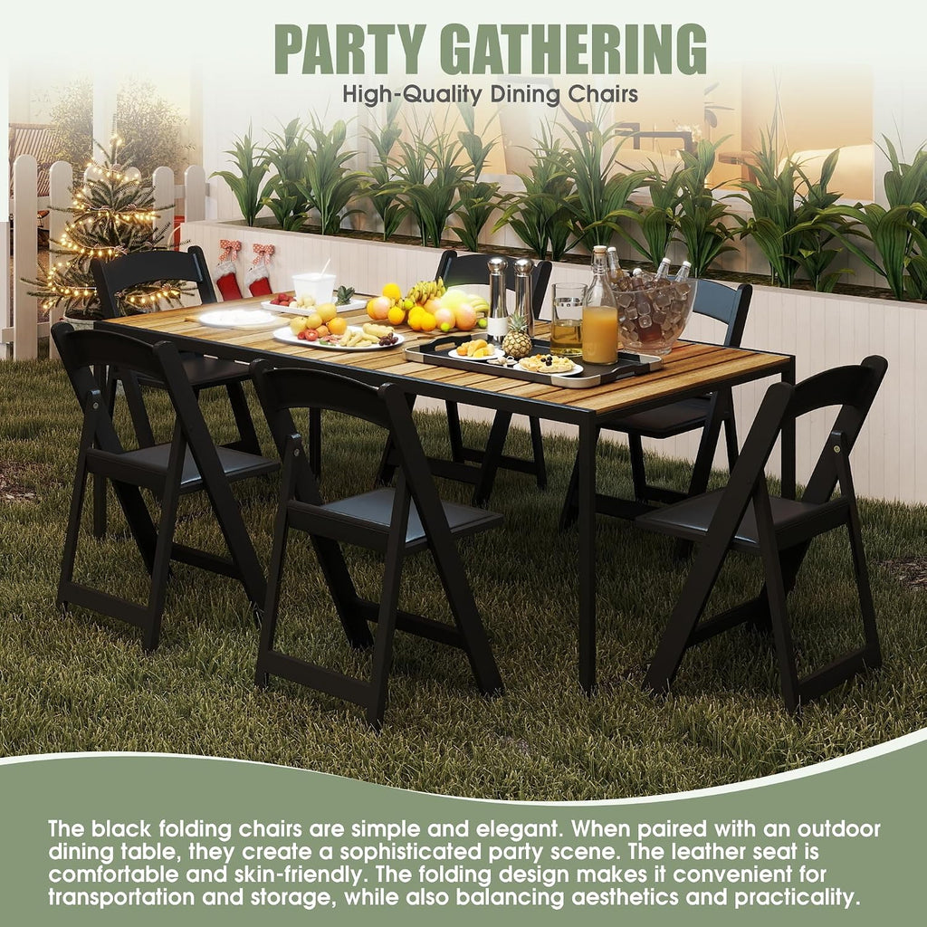 Folding Chairs Set of 4, Heavy Duty Plastic Foldable Chairs with Curved Backrest & Padded Seat, Folding Chairs for Home Kitchen Office Party, Supports 330 lbs, Space Saving Portable(Black Matte)