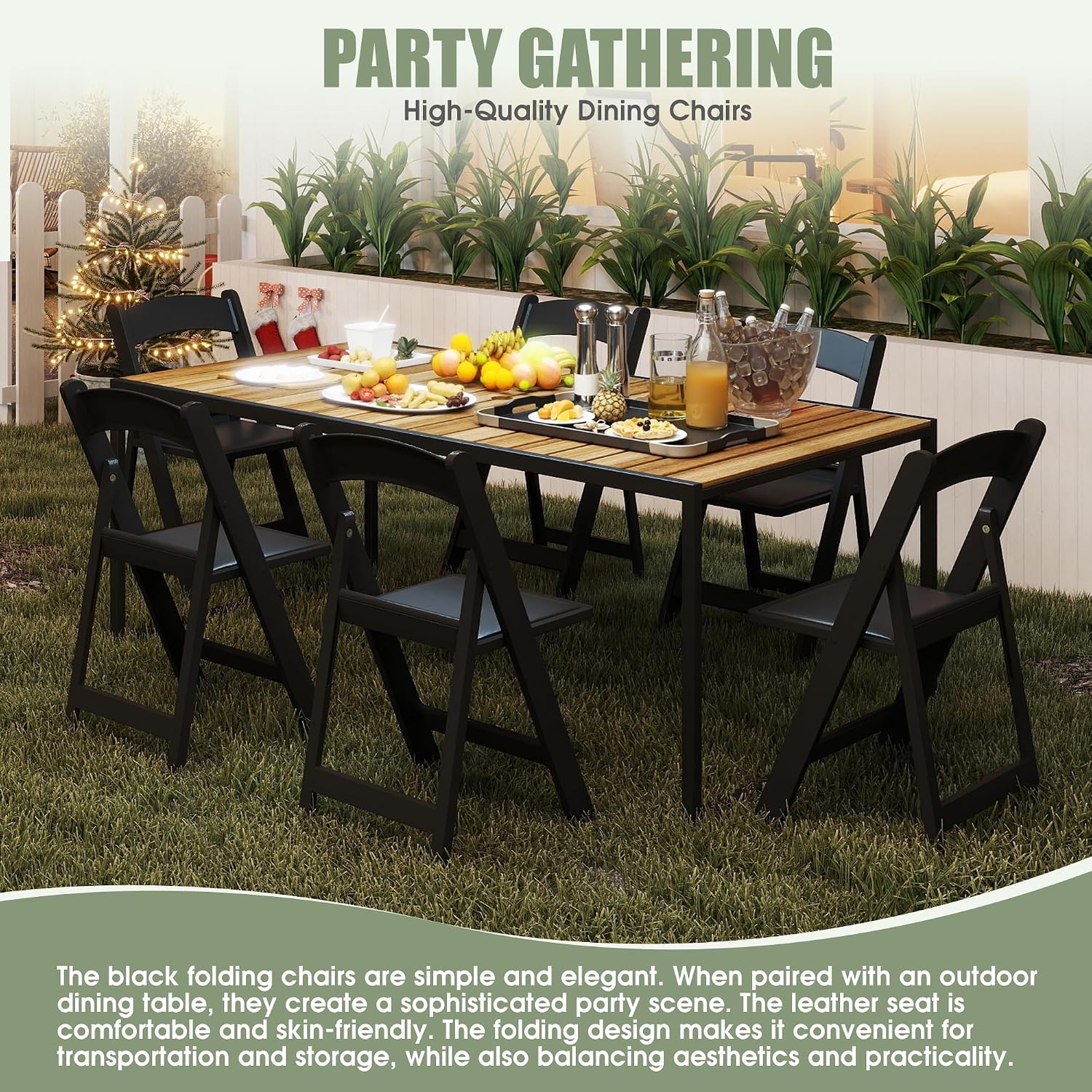 Folding Chairs Set of 4, Heavy Duty Plastic Foldable Chairs with Curved Backrest & Padded Seat, Folding Chairs for Home Kitchen Office Party, Supports 330 lbs, Space Saving Portable(Black Matte)