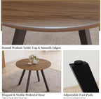 Zerifevni 34.6'' Dining Table and Chairs for 2, Mid Century Modern Round Table Set, Space Saving for Apartment Kitchen Dining Room (Walnut Table+2 Brown Chairs)