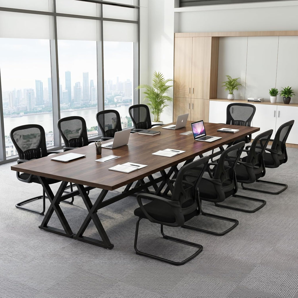 Office Desk Chair with Sled Base Set of 10,Mesh Conference Room Chairs No Wheels,Ergonomic Computer Chair with Lumbar Suppor,Office Guest Reception Waiting Room Chair,Black