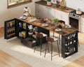 RALGEND Rolling Kitchen Island with 360° Swivel Tabletop, Large Kitchen Island Table with Power Outlet, Mobile Kitchen Island Cart with Storage Cabinets for Kitchen & Office, Black and Rustic Brown