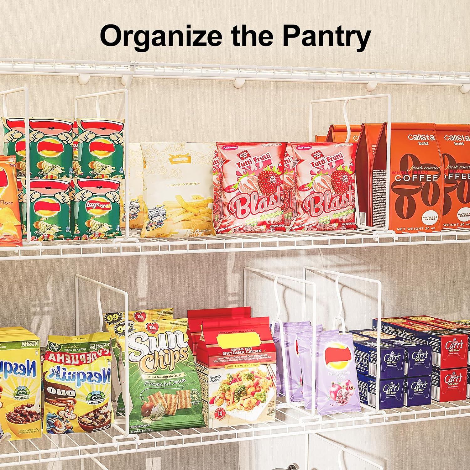 Wire Shelf Dividers for Closet: Clothes, Purse, Sweater Organizer, Vertical White Metal Rack Separators for Pantry, Bedroom, Kitchen Organization on Shelving (12" D x 10.6" H, 8 Pack)