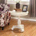 Roundhill Furniture Rene Round Wood Pedestal Side Table, Antique White