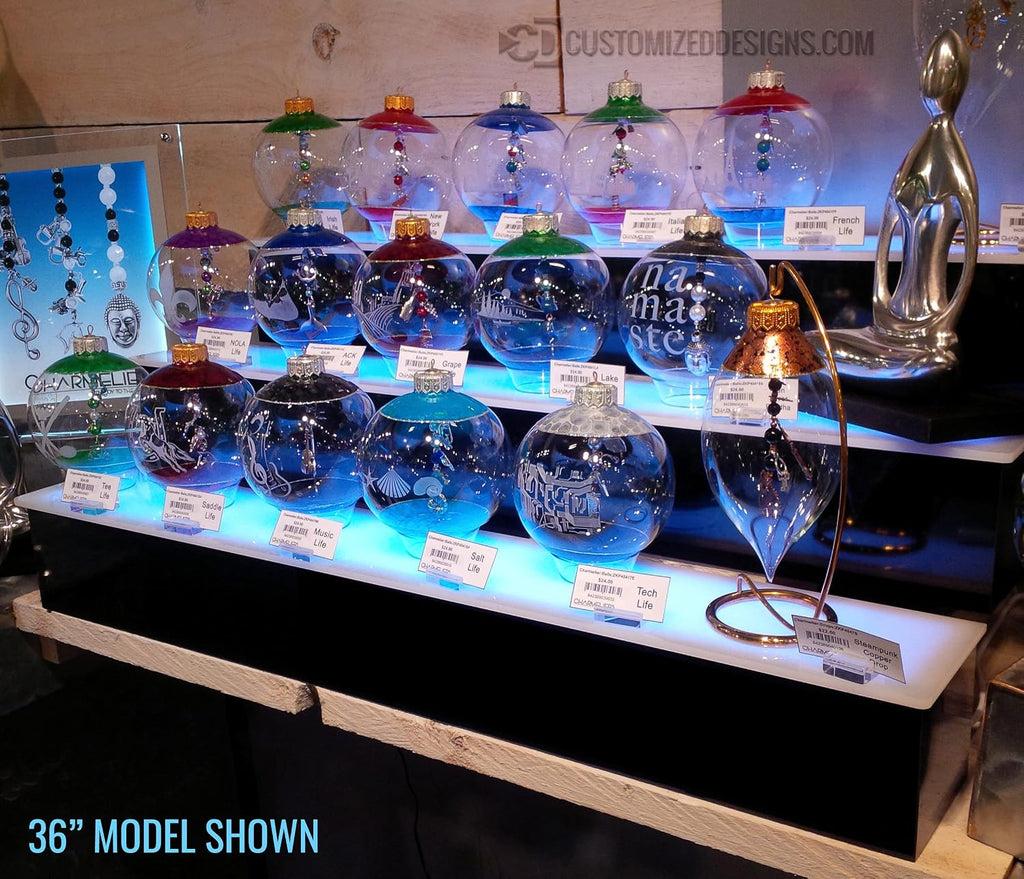 24" 3 Tier LED Lighted Liquor Bottle Display Shelving