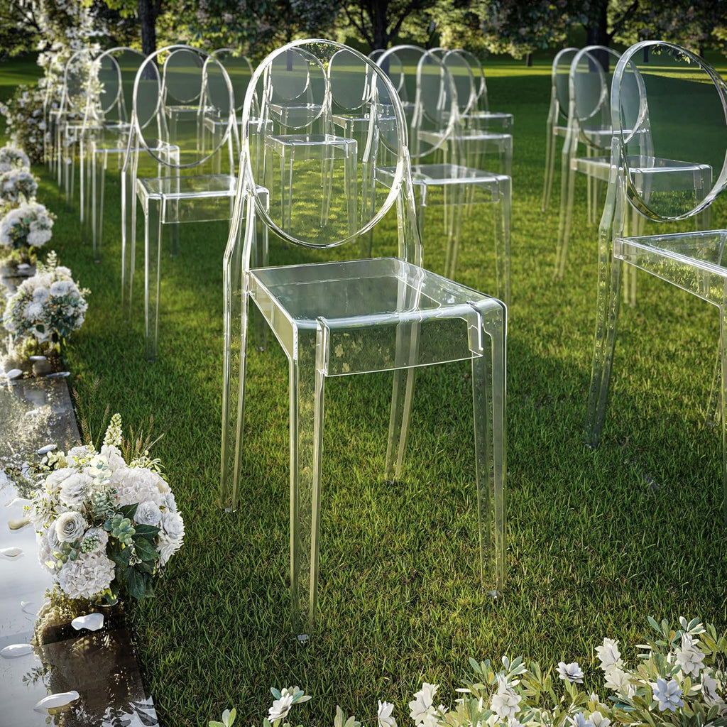 Stackable Acrylic Ghost Event Chairs – Set of 4