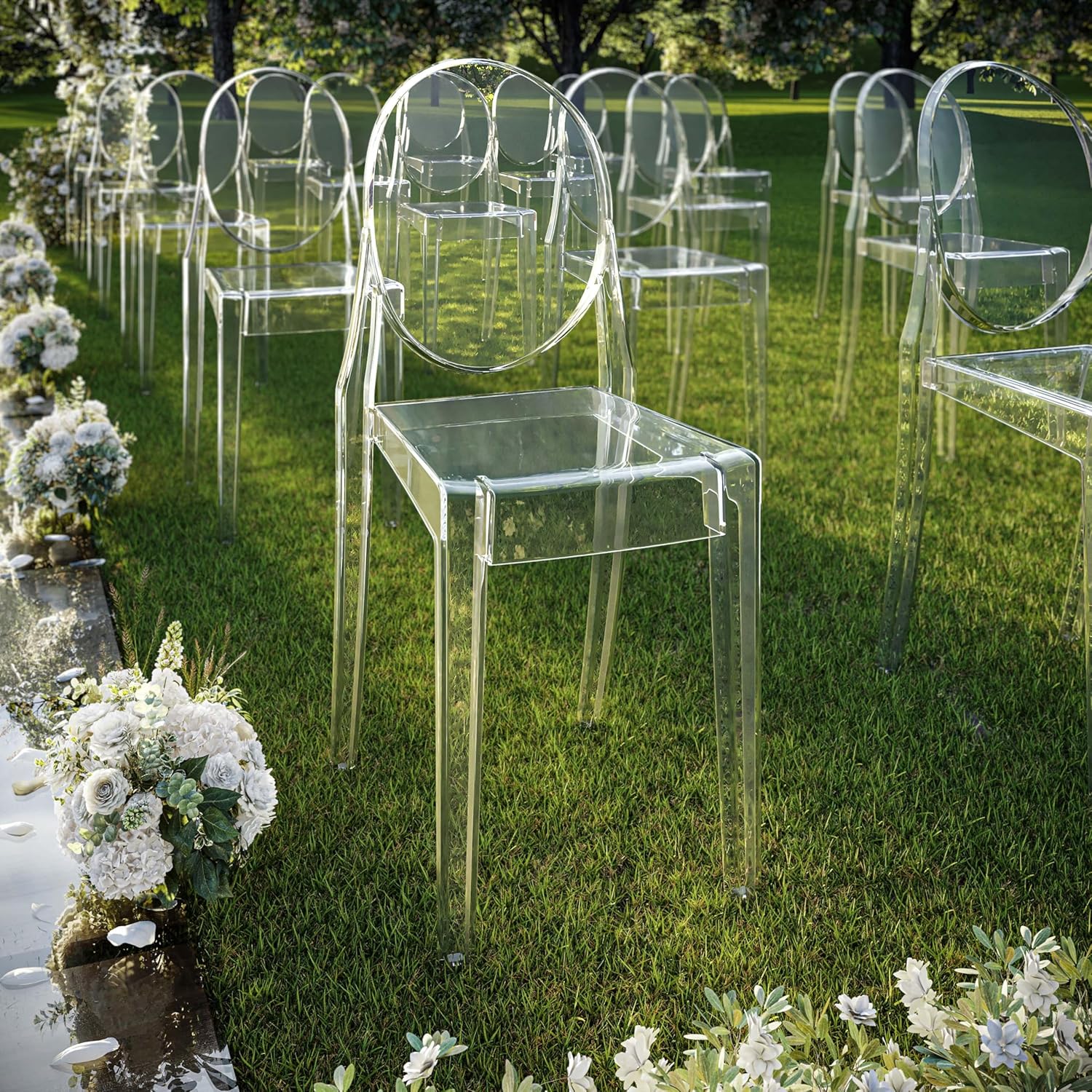 Stackable Acrylic Ghost Event Chairs – Set of 4