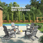 THOEOE Folding Adirondack Chair,HDPE All-Weather Outdoor Chair with Cup Holder,Wooden Textured,Fire Pit Chair,Plastic Patio Chair for Deck,Backyard,Garden,Lawn, Grey