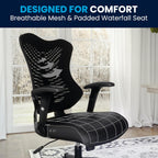 Flash Furniture Kale High Back Designer Black Mesh Executive Swivel Ergonomic Office Chair with Adjustable Arms
