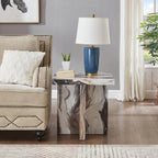 Roundhill Furniture Cavira Modern Faux Marble Living Room Side Table, Off-White
