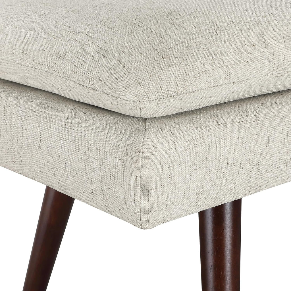 OSP Home Furnishings Amanda Mid-Century Modern Upholstered Bench with Solid Wood Tapered Legs, 54-inches, Linen Fabric