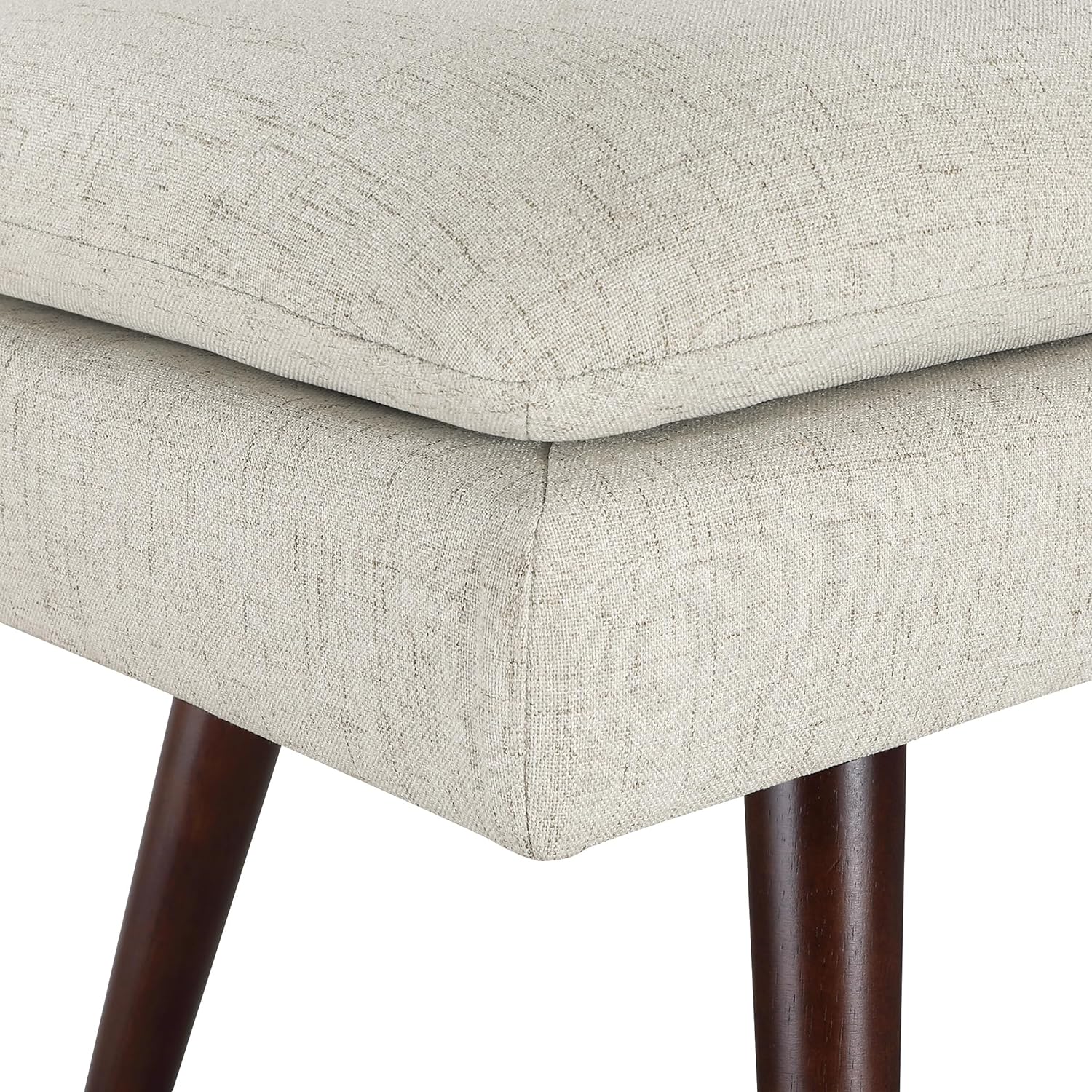 OSP Home Furnishings Amanda Mid-Century Modern Upholstered Bench with Solid Wood Tapered Legs, 54-inches, Linen Fabric