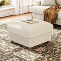 Kidirect Corduroy Ottoman with Storage, 25" Oversize Ottomans, Tool-Free Setup Storage Bench for Bedroom, Solid Wood Foot Rest, Comfy Foot Stool, Square Ottoman Coffee Table for Living Room, Beige