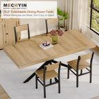 MECHYIN 55''-70.9'' Extendable Dining Room Table for 4-6-8, Rectangle Expandable Dining Table with Removable Leaves Space Saving, Kitchen Table with Hidden Storage for Kitchen Dining Room Office,Oak