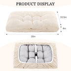 Rectangular Stool Cushion Set of 2, Soft Saddle Stool Cushions with Ties, Nonslip and Washable, Beige, 18 x 10.5 x 4 Inch