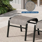 Outdoor Ottoman Set of 2, Comfort Outdoor Footstool with Supportive Textliene and Metal Frame, Stackable Oversized Outdoor Foot Rest for Patio, Garden, Pool, Balcony -Brown