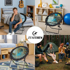 Zenithen Foldable 29" Bunjo Bungee Chair, Teal (Pack of 1) - Lightweight Collapsible Seating for Teens, Adults, Dorms, Bedrooms, Camping & Gaming - 225lb Capacity Portable Seat