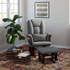 Storkcraft Tuscany Glider and Ottoman with Lumbar Pillow, Espresso/Gray | GREENGUARD Gold Certified, Bonus Lumbar Cushion Included, Solid Wood Base, Smooth Motion, Award-Winning Nursery Rocking Chair