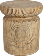 Merax MGO Wood Grain Side Table, Realistic Tree-Stump Design, Lightweight Concrete End Table for Indoor & Outdoor Use, Natural Wood