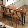 quanzhoulong47in Dark Brown Solid Wood Bar Height Pub Table - Built-in Footrest, Solid Wood Top & Sturdy Metal Legs | Counter Height Dining Table for Kitchen, Bistro & Dining Spaces (47in)